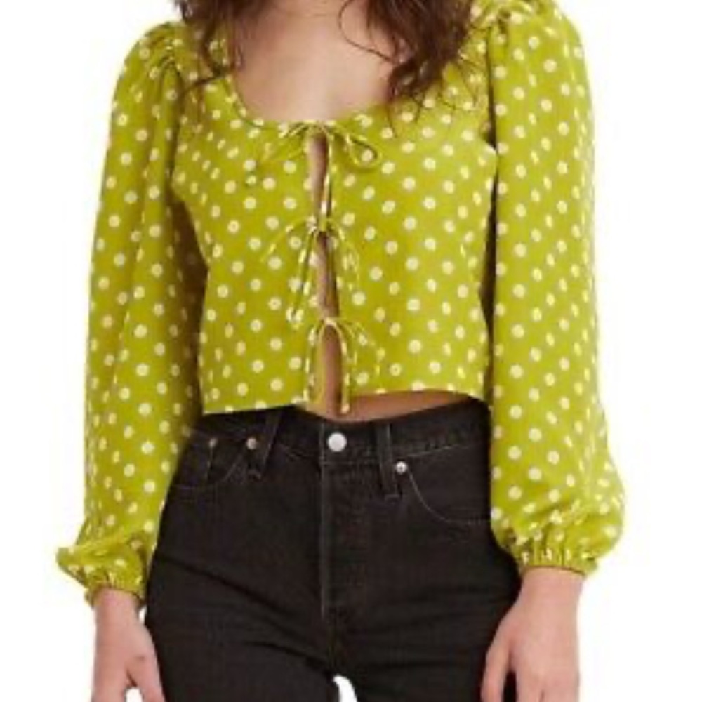 Levi’s green daisy Polka Dot  cropped Women's Top